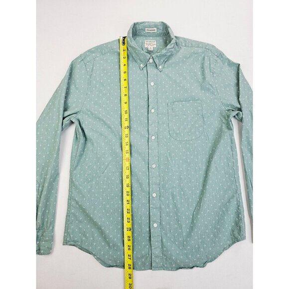 J. Crew Slim Untucked Stretch Size Large Green White Pattern Button Down Shirt - Picture 9 of 10